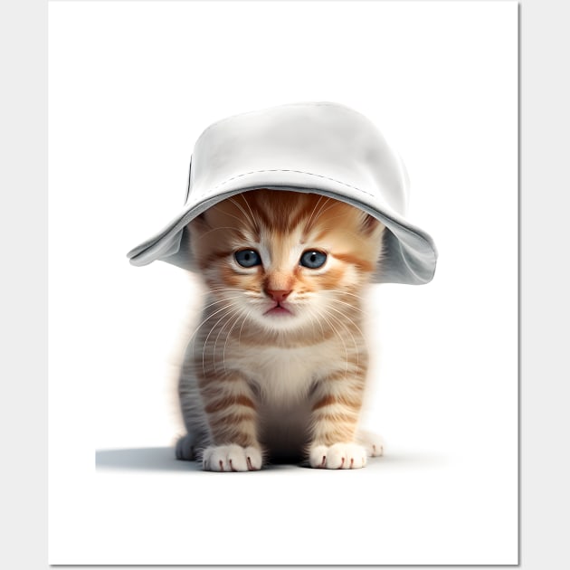 Kitten with Hat Wall Art Baby Cat Print Wall Art by ZUCCACIYECIBO